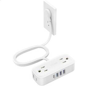 Trond 728120949213 Travel Flat Plug Power Strip With Usb Ports 5ft Extension Cord Mul