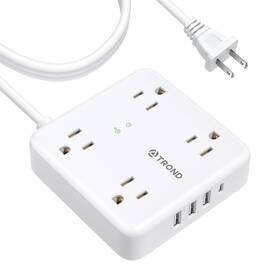 1440j Trond 728120949251 2 Prong Power Strip Surge Protector 10ft Extension Cord