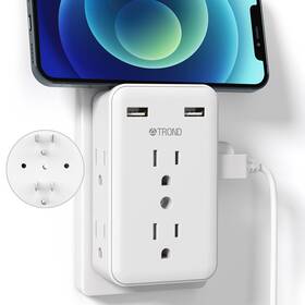 Trond 728120949299 Multi Plug Outlet Extender Splitter Non Surge Protection With 2 Usb