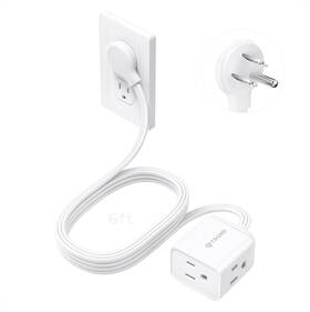 Trond 744110916898 Flat Extension Cord 6 Feet - Right Angled Plug Power Strip Etl Liste
