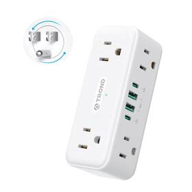 Td-ea-us25s-wt Trond Electrical Outlet Extender 6 Ac Splitter With 360 Rotating Plu