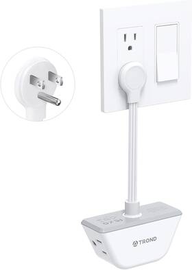 Td-ec-us13 Trond Flat Outlet Extender With 6 Inch Cord - 3 Way Angled Plug Extension