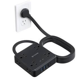 Td-ps-us10 Trond Surge Protector Power Strip 10ft - Flat Plug Extension Cord 8 Widely-s
