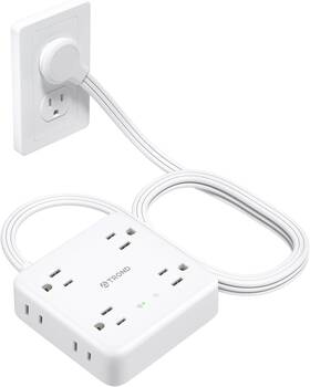 Td-ps-us10e Trond Power Strip Surge Protector Flat Plug Extension Cord 5 Ft White