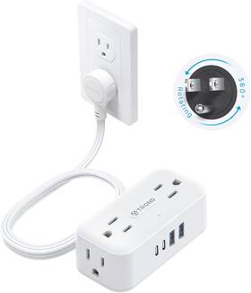 Td-ps-us15sx Trond 360 Rotating Flat Plug Power Strip 5ft Extension Cord 5 Ft White