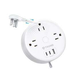 Td-ps-us21 Trond Travel Power Strip - Retractable Extension Cord 5ft Ultra Thin Flat Plu