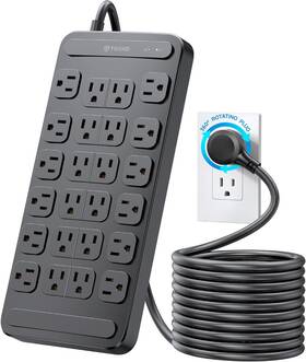 Td-ps-us27e Trond Surge Protector Power Strip 360 Rotating Flat Plug 24 Ac 10ft Black