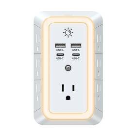 Tuilock 614170532621 Multi Plug Outlet Usb Wall Charger Surge Protector 7 Extender With