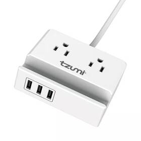 Tzumi 744110446104 Power Dock 2-outlet Multi-port Surge Protector And Phone Stand