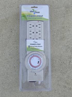 Lts-l06 Ultragrow Power Strip Timer Surge Protector 8 Outlets 6ft 1875w White