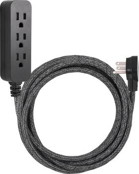 50012 Un Brand 313039437489 Designer 15ft Power Strip Surge Protector Ul Listed Black/dark Heather