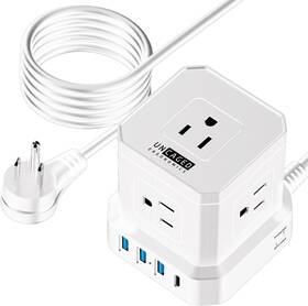 Uncaged Ergonomics 313024310377 Cube Power Strips With Surge Protection 10ft Extension Cord Wit