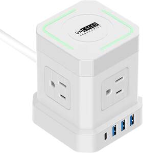 Uncaged Ergonomics 445012080078 Wireless Charger Power Strip 10ft Extension Cord 4 Ac Plugs 3 Usb Ports