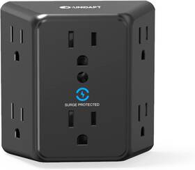 1800j Unidapt 705353998263 Multi Plug 6 Outlet Extender Black Surge Protector Wall Splitter