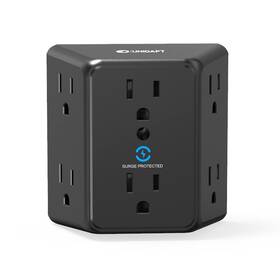 Unidapt 850006111541 Multi Plug 6 Outlet Extender Black Surge Protector Wall Splitter 18