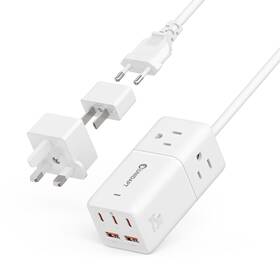 Unidapt 850006111602 Travel Power Strip 5ft Extension Cord Us To Europe Uk Plug Adapter Gan 75w