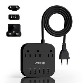 Unidapt 850006111770 European Plug Adapter Us To Uk Europe Power Strip For Eu/uk/us With Usb C An