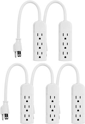 Uninex 313054036087 Ps28e Wtv2 Compact Grounded 3-outlet Power Strip Etl Listed 1-foot Whit