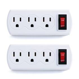Ps29ub Uninex 602846705066 Grounded Triple Plug Outlet On/off Power Switch Etl Listed White 2-pack