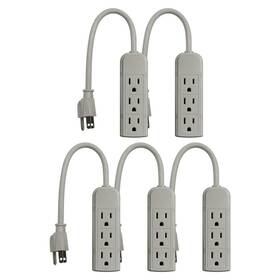 Ps28u Uninex 602846705301 Compact Grounded 3outlet Power Strip Ul Listed 1foot 5pack