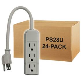 Ps28u Uninex 602846707138 Compact Grounded 3-outlet Power Strip Ul Listed 1-foot 24-pack