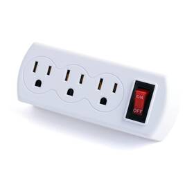 Ps29ubc Uninex International 602846705608 Grounded Triple Plug Outlet On/off Power Switch Etl Listed White