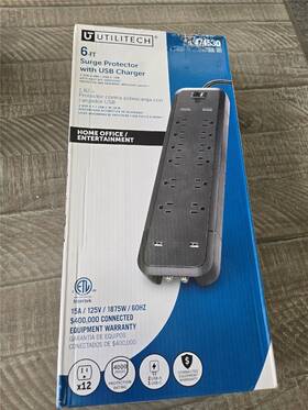 5474530 Utilitech 810119510242 6ft Surge Protector With Usb Charger Home Office Entertain