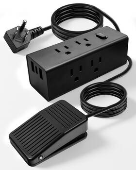 Utkfht 445016082016 Ac Foot Pedal Power Outlet Switch With Sockets 2 Usb-a Ports 1 Usb-c Port