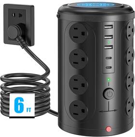 Uwiwutei 313097749784 Power Strip Surge Protector Tower With 16 Outlets And 5 Usb Ports 2 Usb-c