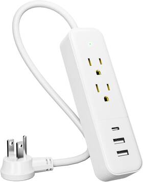 Versaf 744110699340 Small Power Strip With Usb C Ports Short Extension Cord 1.64ft 2 Ac Outlet