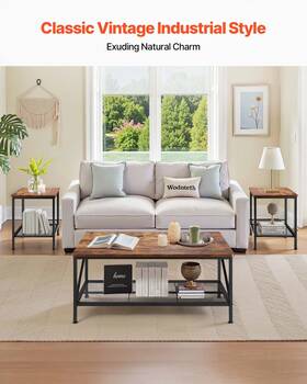 Vevor 197988147299 3 Pieces Living Room Table Sets 41.3 In Industrial Coffee With 2 Sq