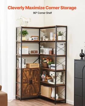 Vevor 197988337393 6 Tier Corner Bookshelf 70 Inch Tall Bookcase With Storage Cabinet 2 B