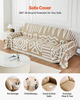 Vevor 197988537847 Couch Cover 117.72 X 71.26 Inch Boho Sofa Covers Anti-slip Chenille Cush