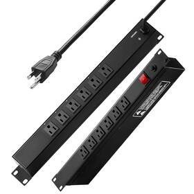 Vevor 782003461018 19 Inch 1u Pdu 12 Outlets Rack Mount Power Strip Surge Overload Protection