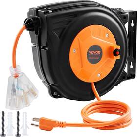 Vevor 840349969008 Retractable Extension Cord Reel 30 Ft Heavy Duty 16awg/3c Sjtow Power Co