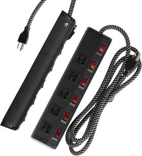 Km3731 Vilobos 2 Pack 5 Outlets Power Strip Surge Protector 6 Ft Extension Cord Black