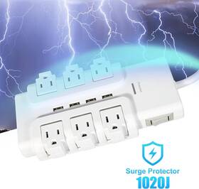 Km3820 Vilobos 6 Outlets Power Strip Surge Protector With 4 Usb Ports Wall Mount Home