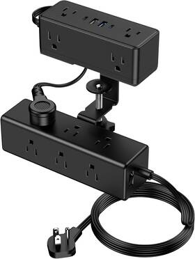 Jn02-06-ff Vilong Dual Layer Desk Clamp Power Strip 19 In 1 Desktop Edge Mount 5ft Black