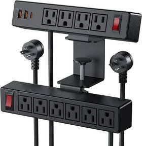 Vi-szj-1 Vilong Dual Layer Desk Clamp Power Strip Surge Protector Under 6ft Black