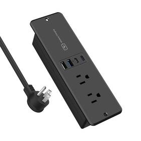 Vi-wxcqr-2ac-2a2c-b Vilong 20w Recessed Power Strip With 15w Wireless Charger Furniture 6ft Black