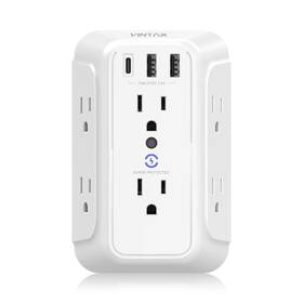 Wss-606-3u Vintar Wall Charger Surge Protector 6 Outlet Extender With 3 Usb Charging Ports 1