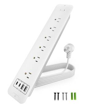 Vipwell 782570878615 Recessed Power Strip Extension - 10 Outlet Surge Protector With 6 Ac 2 Usb-