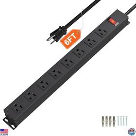 B08jlf81rm Visit The Cfmaster Store Heavy-duty 8 Outlet Power Strip 6ft Metal Cord Wall Mountable 1825w/125v/15a