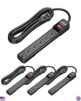 B0dnp3fp6m Visit The Dewenwils Store 15ft Power Strip 6 Outlets 15a Breaker Flat Plug Surge Protector