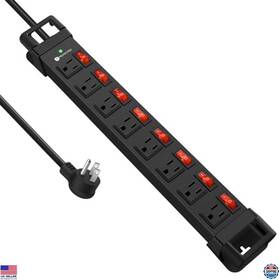 B0dt6tbf4f Visit The Hezi Store Industrial 8-outlet Power Strip Individual Switches 1200j Surge Protection