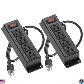 B0d7v5q3h6 Visit The Iceelec Store 2-pack Wall-mounted Power Outlet Strip - 4-outlets Switch 3ft Cord Flat Plug