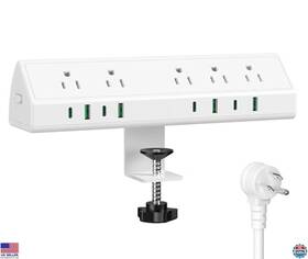 B0dbskwfwd Visit The Jgstkcity Store Desk Clamp Power Strip 45w Fast Charger 4 Usb-c Usb-a Surge Protector 6ft