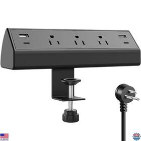 B0dfw7trrp Visit The Jgstkcity Store Desk Clamp Power Strip 40w Fast Charger 3 Outlets 2 Usb-c Ports 10ft Cable