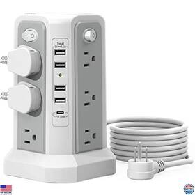 B09zhxfqns Visit The Passus Store Surge Protector Power Strip Tower 12 Ac Outlets 5 Usb Ports 10ft Cord