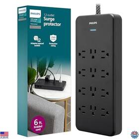 B0d3nc3pt3 Visit The Philips Store Spp3813b/37 12-outlet Surge Protector Power Strip 6ft Cord 3500 Joules